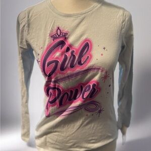 2 Tops: Place Girl Power Long Sleeve Tee & Sophia & Lily pink short sleeve Tee
